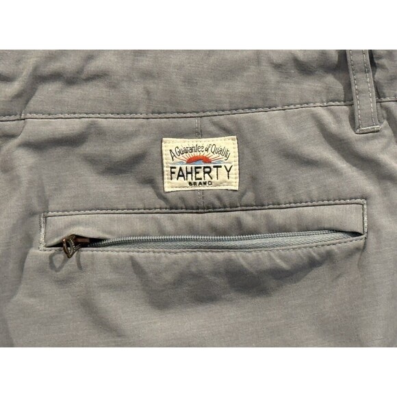 FAHERTY Mens All Day Shorts Sz 38 Heather Gray Stretch Drawstring Zip Pocket - Picture 15 of 16